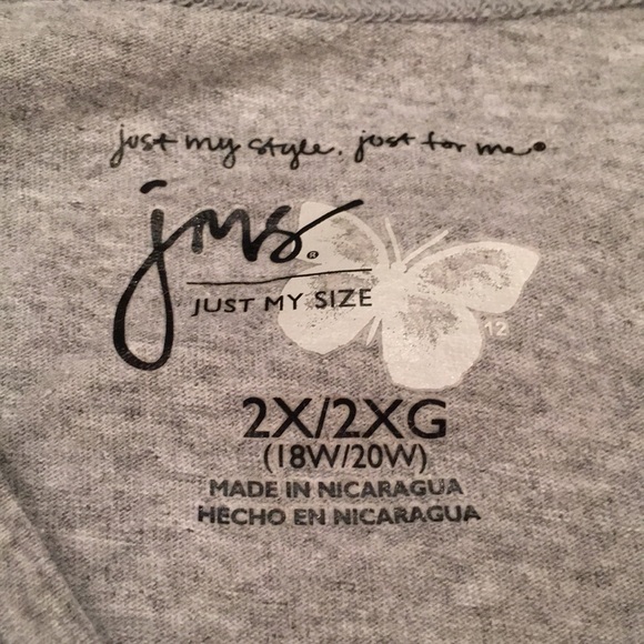 Just My Size Pink and Purple Rose Sparkle Grey Top - Picture 2 of 3